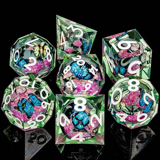 Butterfly DND Dice Pink Liquid Core Dice Set - Image 2