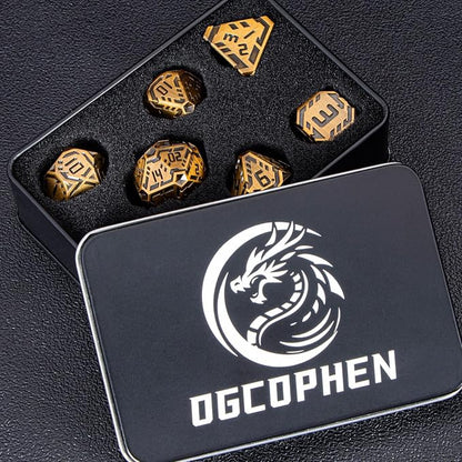 Metal DND Sci-fi Dice Set 7PCS Stripe Polyhedral Dice - Image 7