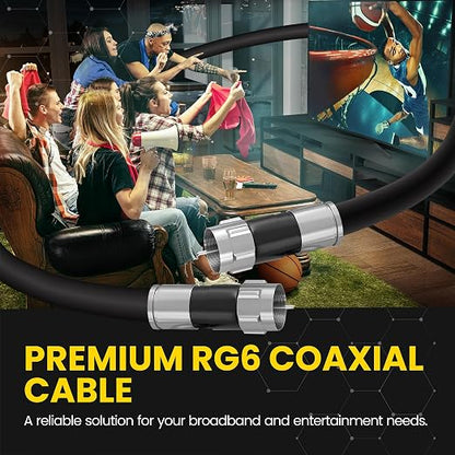 RG6 Coaxial Cable with F Connectors, High Speed Internet and TV Cord - Image 3