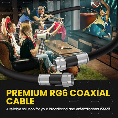 RG6 Coaxial Cable with F Connectors, High Speed Internet and TV Cord - Image 3