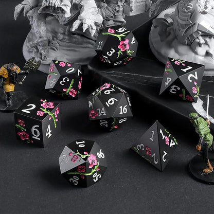 Metal Dice Set D&D, DNDND 7 PCS Flower Metallic DND Dice Set - Image 2