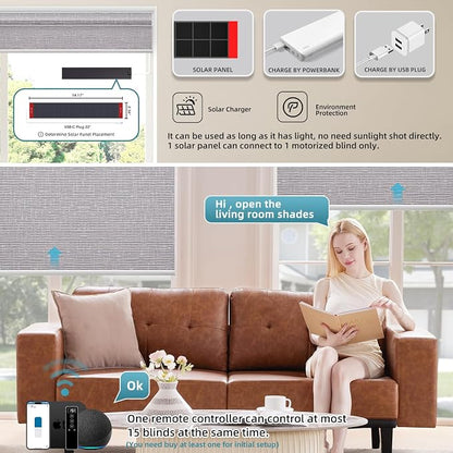 SmartWings Motorized 100% Blackout Shades Blinds, Custom Size, Cordless Window - Image 2