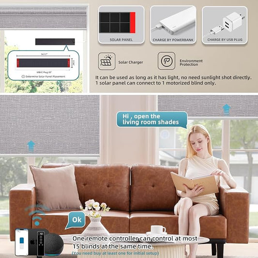 SmartWings Motorized 100% Blackout Shades Blinds, Custom Size, Cordless Window - Image 2
