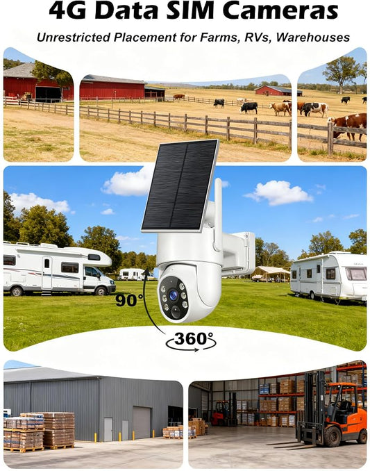 Gianteye 4G LTE Cellular Solar Security Cameras Wireless Outdoor, No WiFi Solar - Image 2