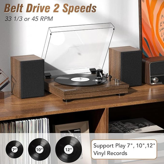 Vinyl Record Player with 24W HiFi Stereo Speakers Vintage Bluetooth Turnable - Image 2