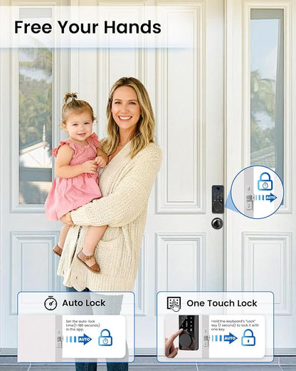 Smart Deadbolt Lock with 2 Knobs, 5-in-1 Keyless Entry Door Lock with - Image 5