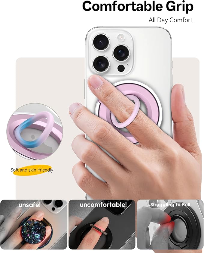 Magnetic Phone Grip for MagSafe Ring Holder, Two-Sided Magnets Phone Ring Grip - Image 4