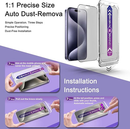 2 Pack Matte Screen Protector for iPhone 15 Pro, 9H Tempered Glass, Full - Image 3