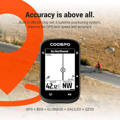 COOSPO CS500 Bike Computer Wireless, 2.6 Inch LCD GPS Cycling Computer - Image 2