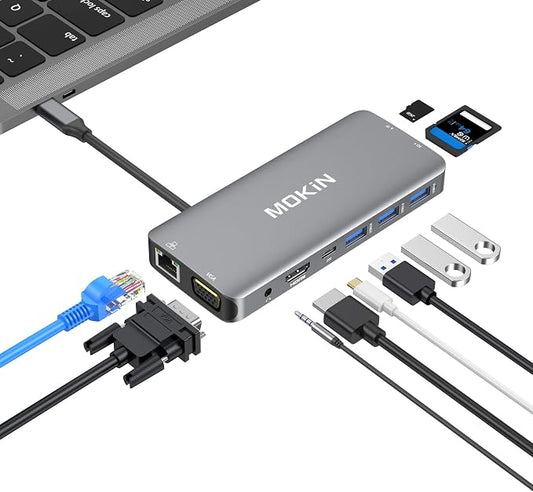 USB C Hub Multiport Adapter - 10 in 1 Portable Dongle by MOKiN