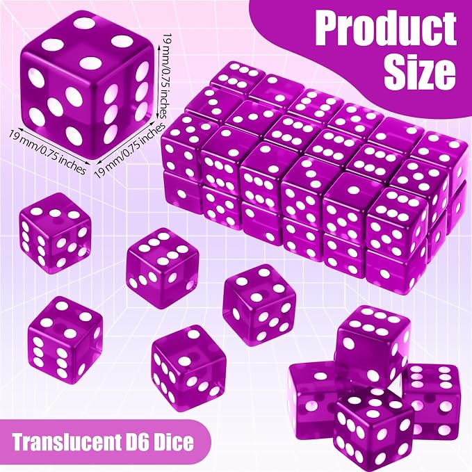 36 Piece 19 mm Casino Style Craps Dice Sets Acrylic and Translucent D6 Dice - Image 4