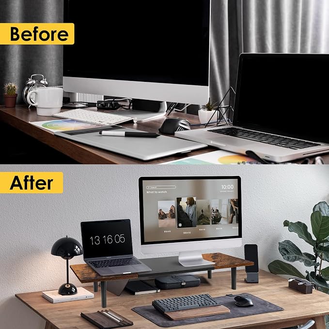 Dual-Monitor-Stand-Riser-For-Desk Adjustable Length 32-40 Inch, Large Desktop - Image 7