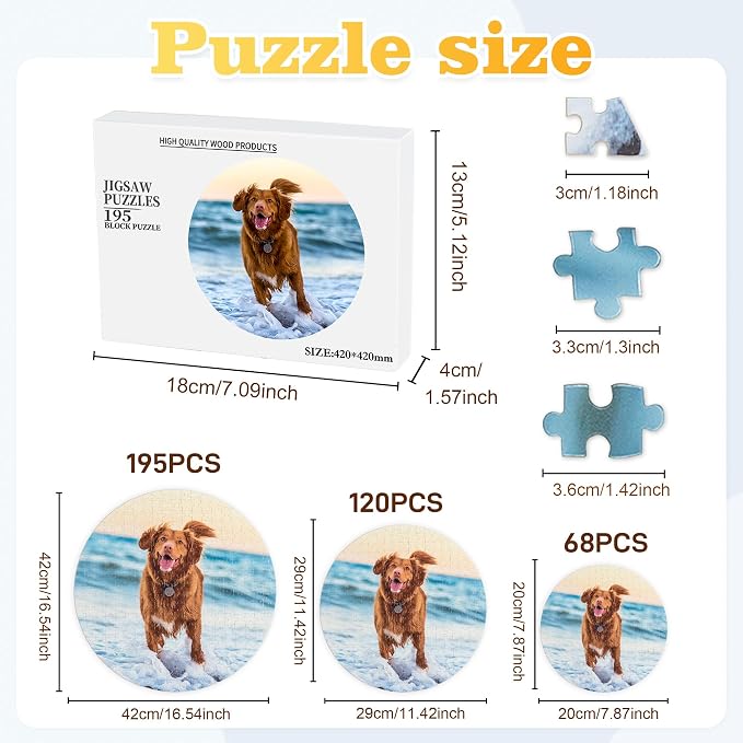 Easycosy Custom Pet Photo Round Puzzles 68/120/195 Pieces - Image 2