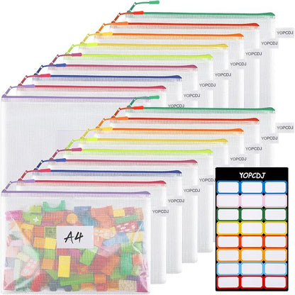 18 Pack A4 Mesh zipper pouch bags, Zipper Bags by YOPCDJ