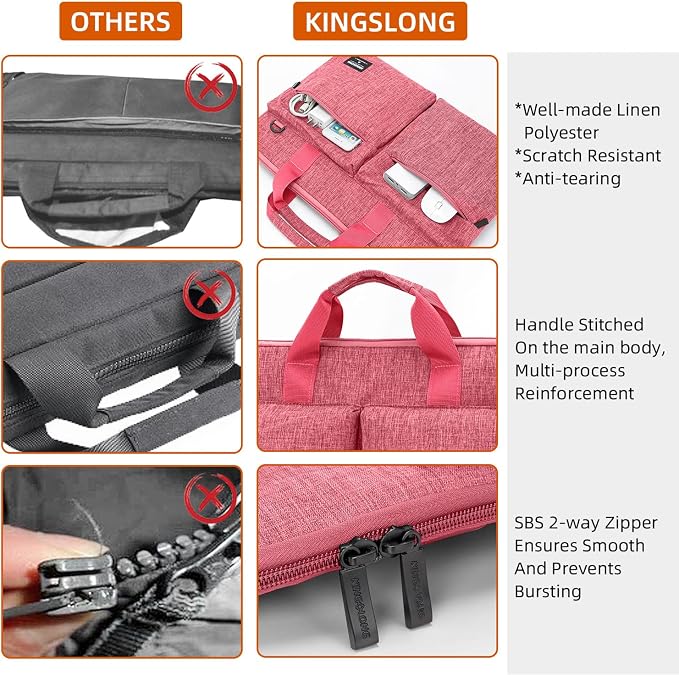 KINGSLONG Slim 17.3 inch Laptop Sleeve Bag Carrying Case - Image 5