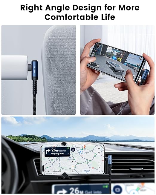 USB C Cable Right Angle, LG V30 - Image 6