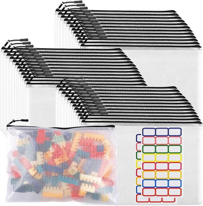 36pcs Large Mesh Zipper Pouch File Bags YOPCDJ Reusable Zippered Pouches by YOPCDJ
