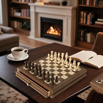 Premium Natural Walnut 13" x 13" Magnetic Wooden Chess Set - Image 7