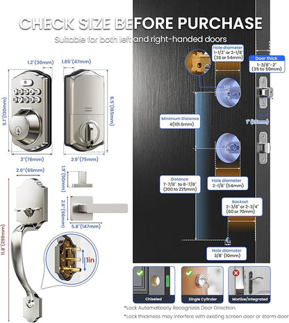 Veise VE012W-H WiFi Smart Front Door Lock Set, Built-in WiFi, App Remote & - Image 13