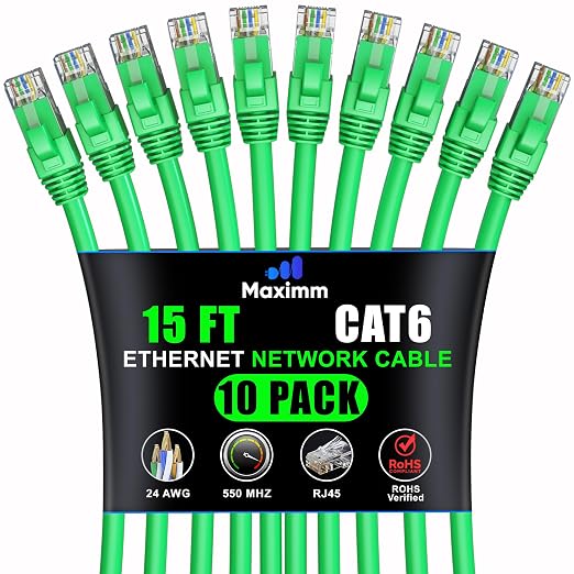 Maximm Cat 6 Ethernet Cable 15 ft by MaximmCable