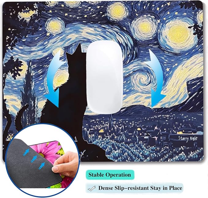 Starry Night Black Cat Custom Mouse Pad - Image 5