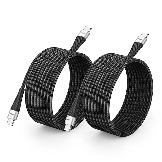 Extra Long USB C to USB C Cable 15FT 2Pack 100W, USB C Charger Cable Fast by OHBOX