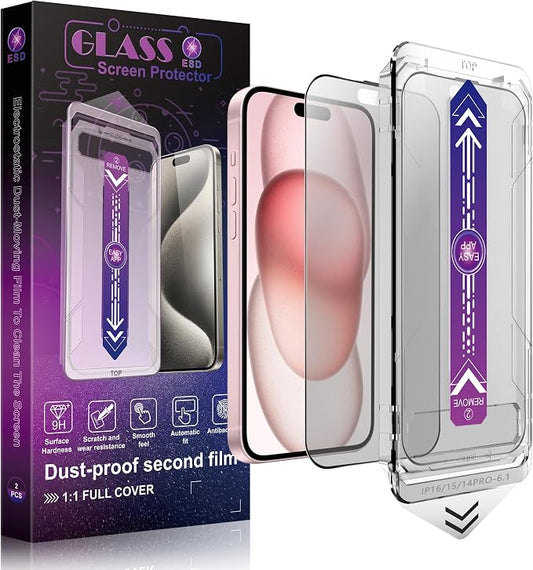 2 Pack Matte Screen Protector for iPhone 16 and 14 Pro 6.1-Inch Auto Dust by SHANG+PIN+JIA