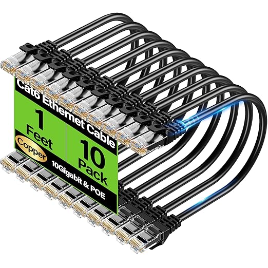 Cat6 Ethernet Cable 10Gbps 1 ft, UTP Ethernet Cable Cat 6, Flexible Bare Copper by Unknown