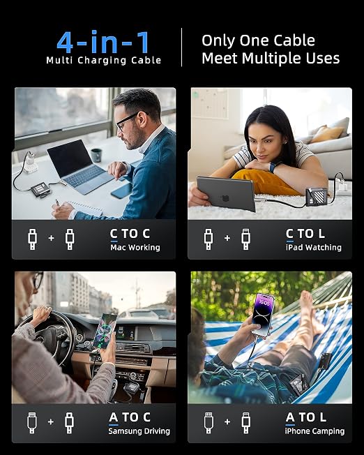 4-in-1 Compatible with USB C to Lightning Cable, 60W High-Speed Charging & Fast - Image 2