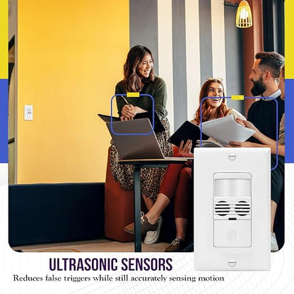 Enerlites MWOS-W Motion Sensor Switch, Ultrasonic and PIR Dual Technology - Image 5
