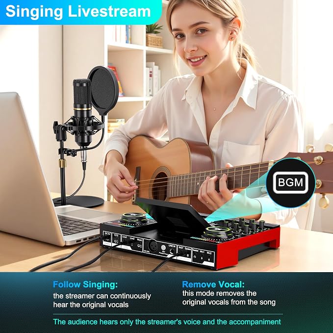 Podcast Microphone Bundle with Live Sound Card Audio Mixer, Podcast Equipment - Image 6