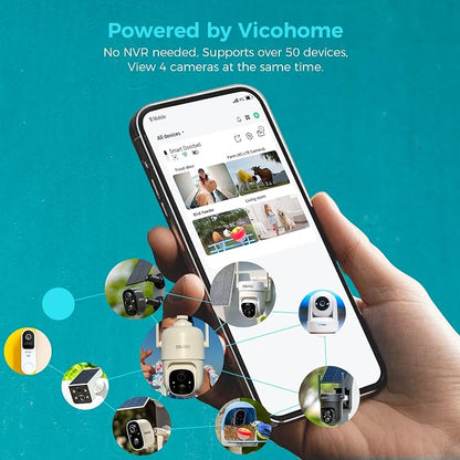 Vicohome CQ1 AI 2K Solar Security Camera Wireless Outdoor, Battery Powered - Image 2