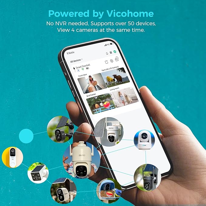 Vicohome 3CG6 Best 2K Solar Security Camera Wireless Outdoor System, No NVR - Image 2