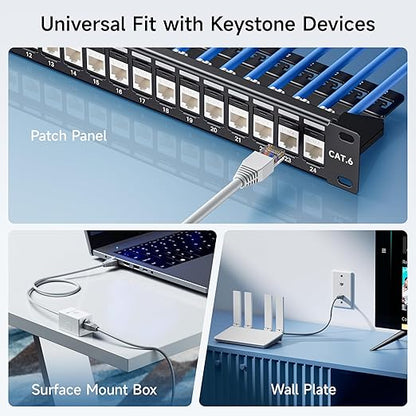 Cable Matters 10-Pack 10Gbps Cat6 Keystone Jacks, RJ45 Keystone Jack, Ethernet - Image 5