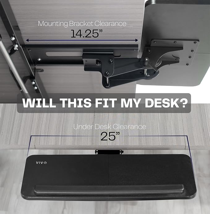 VIVO Adjustable Computer Keyboard & Mouse Platform Tray Ergonomic Under Table - Image 4