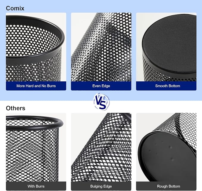 Comix Pen Holder Desk Organizer, Wire Mesh Pencil Cup - Image 6