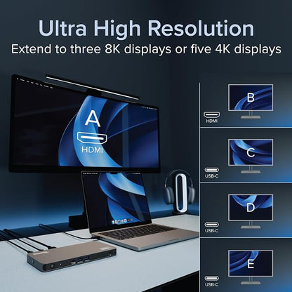 Plugable USB C Docking Station 5 Monitors, 140W DisplayLink Dock Connects up to - Image 3