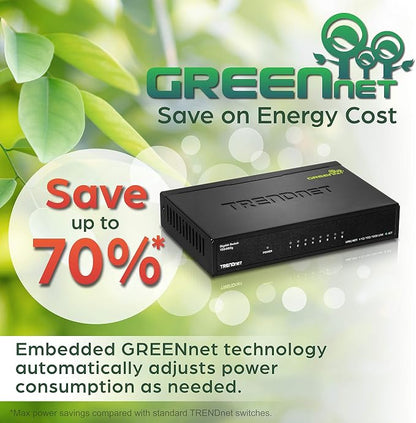 TRENDnet 8-Port Gigabit GREENnet Switch, Ethernet Network Switch, 8 x - Image 5