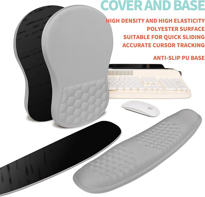 2-in-1 Ergonomic Set, Wave Rise Keyboard Wrist Rest and Massage Bulge Slope - Image 6