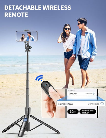 Aluminum 71" Phone Tripod with Remote, Extendable & Compatible with iPhone - Image 4
