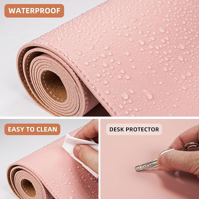 AFIING Dual-Sided Desk Pad, Natural Cork & PU Leather, Desk Mat Protector - Image 4
