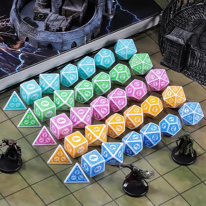 CiaraQ DND Dice with 5 Pouches, 5 Sets of Retro Polyhedral Dice - Image 4