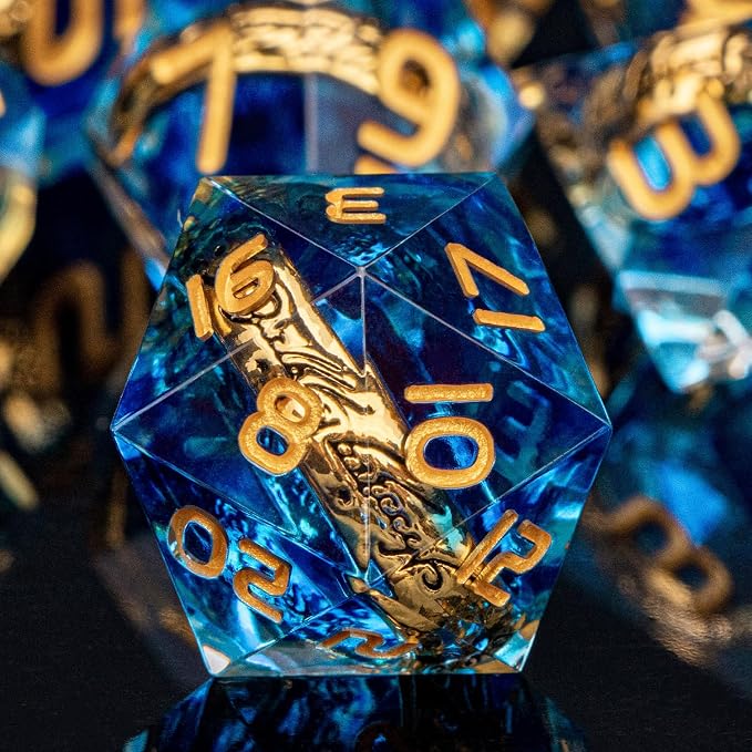 Magic Golden Ring DND Dice Set Sharp Edge Red Resin Dice - Image 3