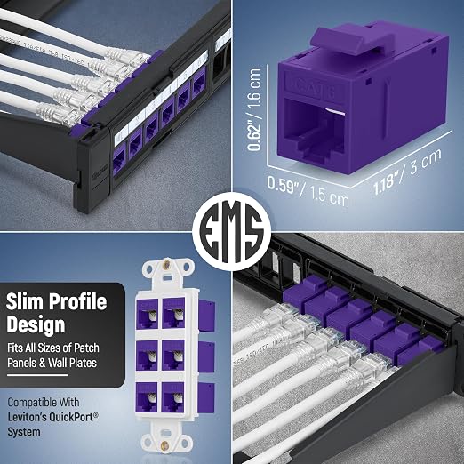 Everest RJ45 CAT6 Keystone Coupler in Purple - Image 3
