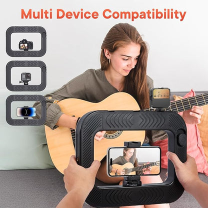Smartphone Video Rig with Light + Tripod, Handheld LED Ring Light Selfie Light - Image 4