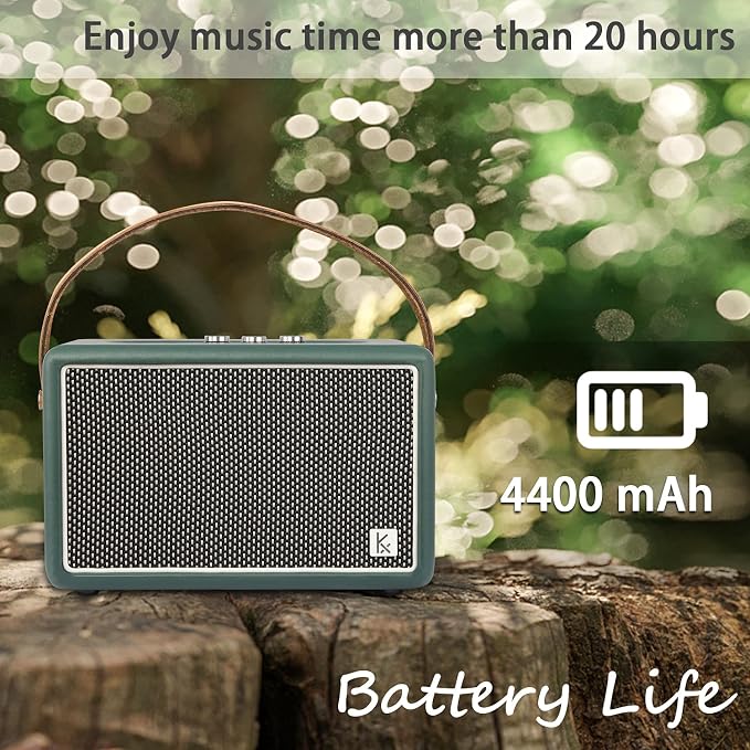 Vintage Bluetooth Speaker, KONEX 40W Leather Portable Wireless Speaker - Image 5