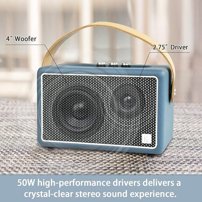 Vintage Bluetooth Speakers, KONEX 40W Leather Portable Wireless Speaker - Image 2