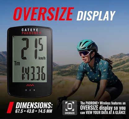 CATEYE Padrone Plus Bike Computer – Oversized Display Cyclocomputer, Wireless - Image 3