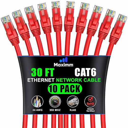 Maximm Cat 6 Ethernet Cable 30 ft by MaximmCable
