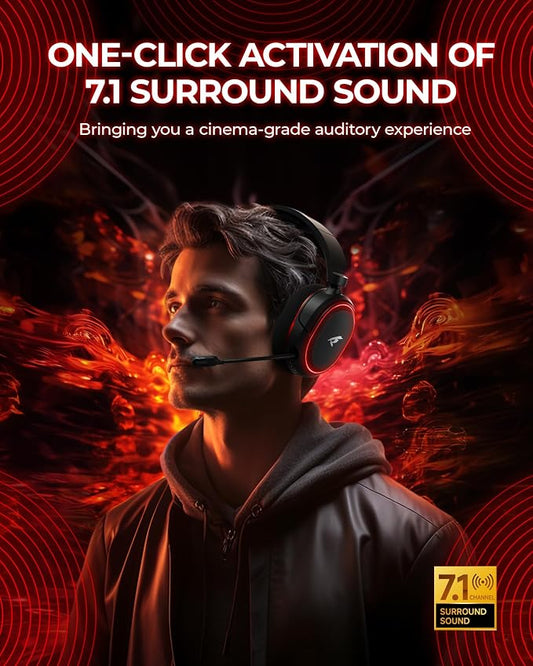 Wireless Gaming Headset， 7.1 Surround Sound， 2.4Ghz USB Gaming Headphones - Image 2